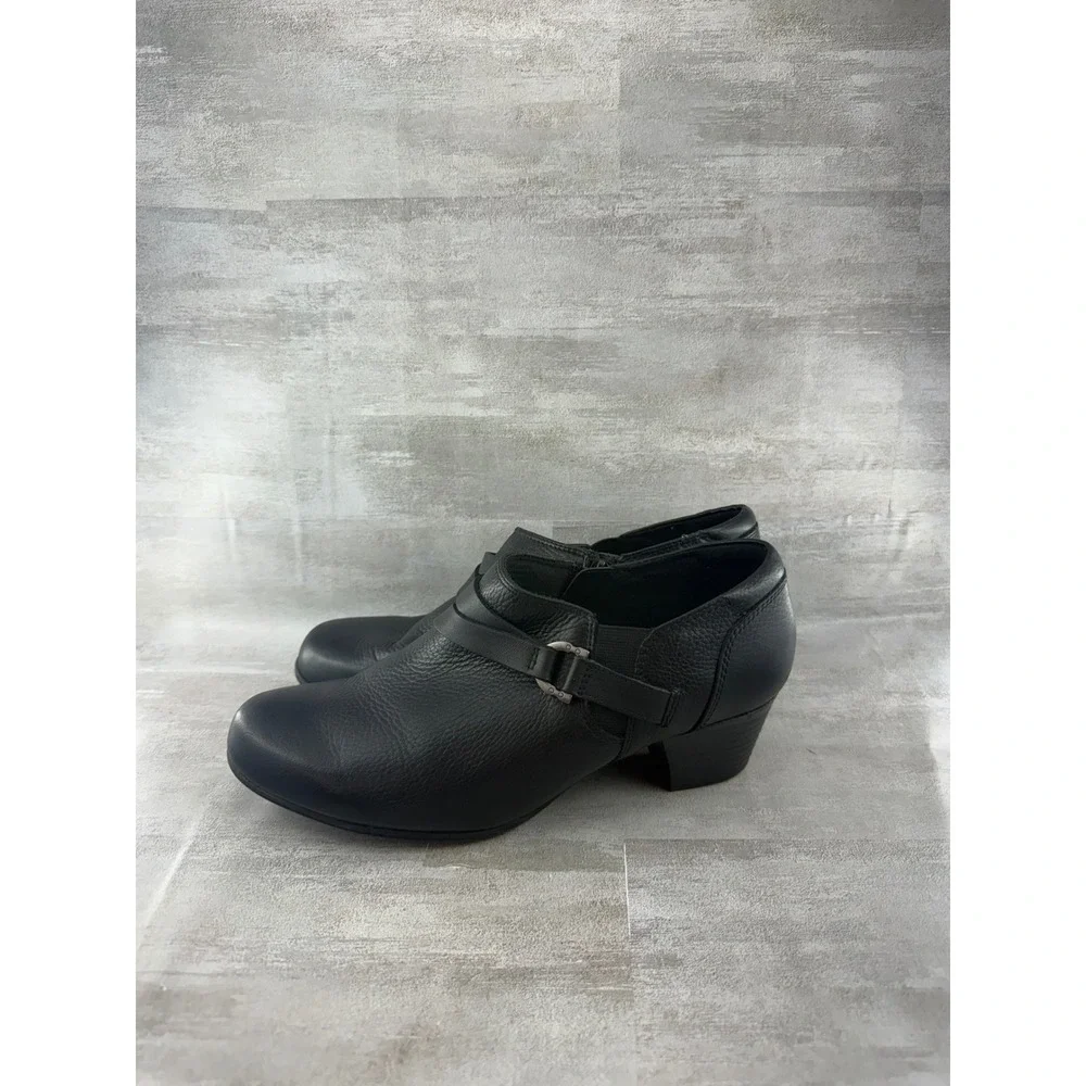 Clarks Maypearl Daisy Black Leather Ankle Boots 261388094070 Women Sz 9.5 M
